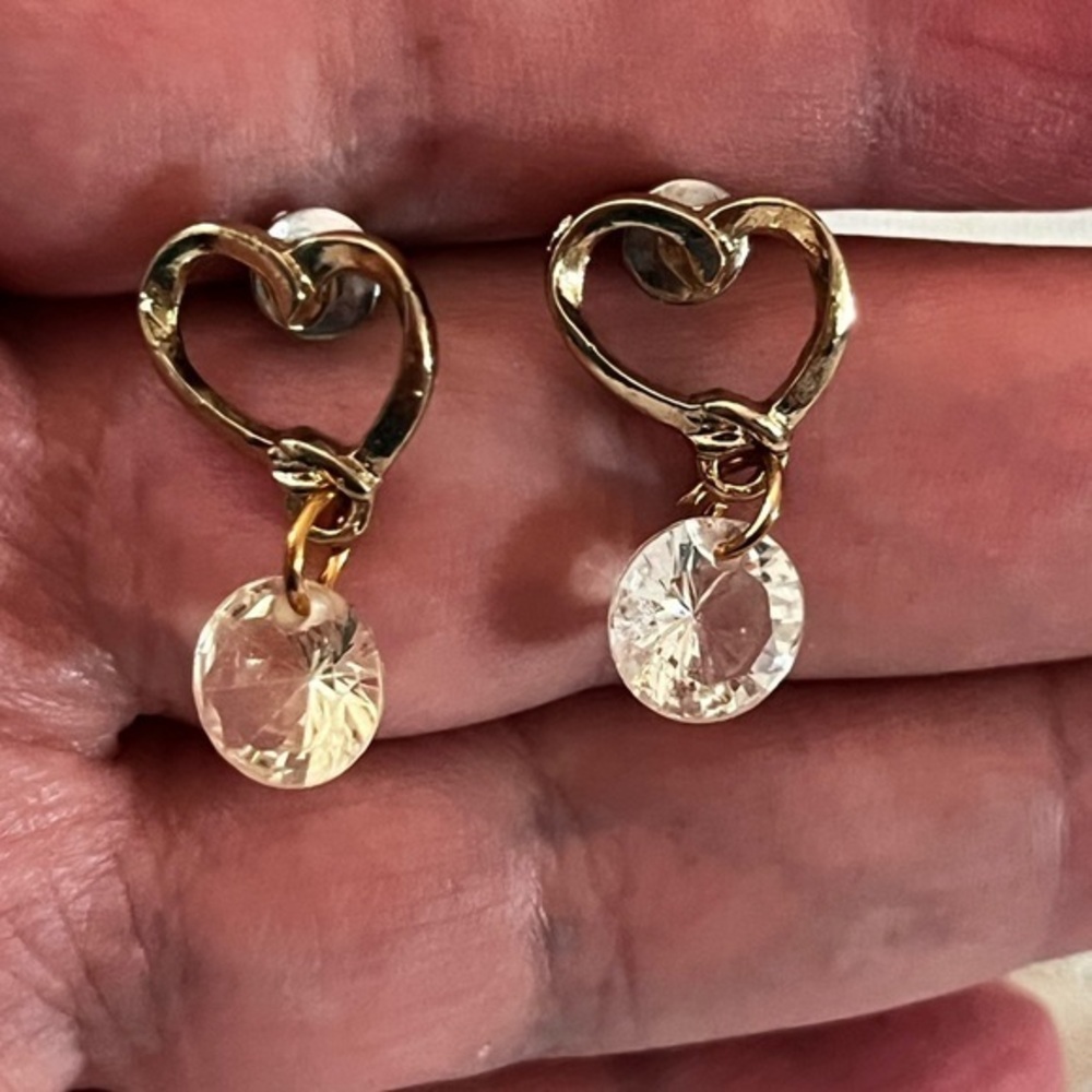 Gold Heart Drop Earrings